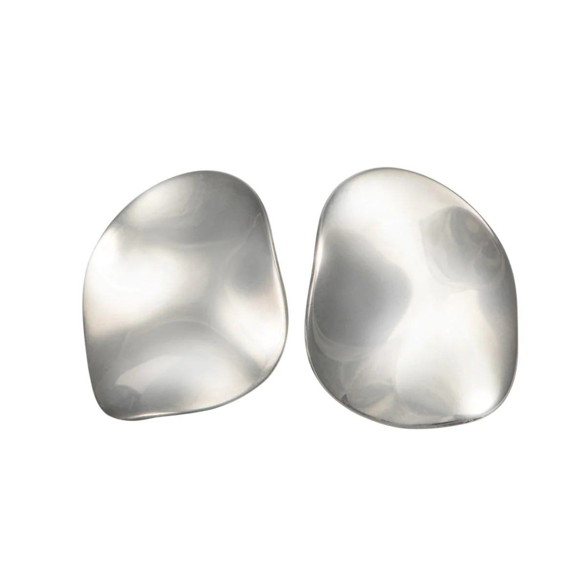 Large Sterling Silver Studs, Organic and Concave in Shape - Image 2