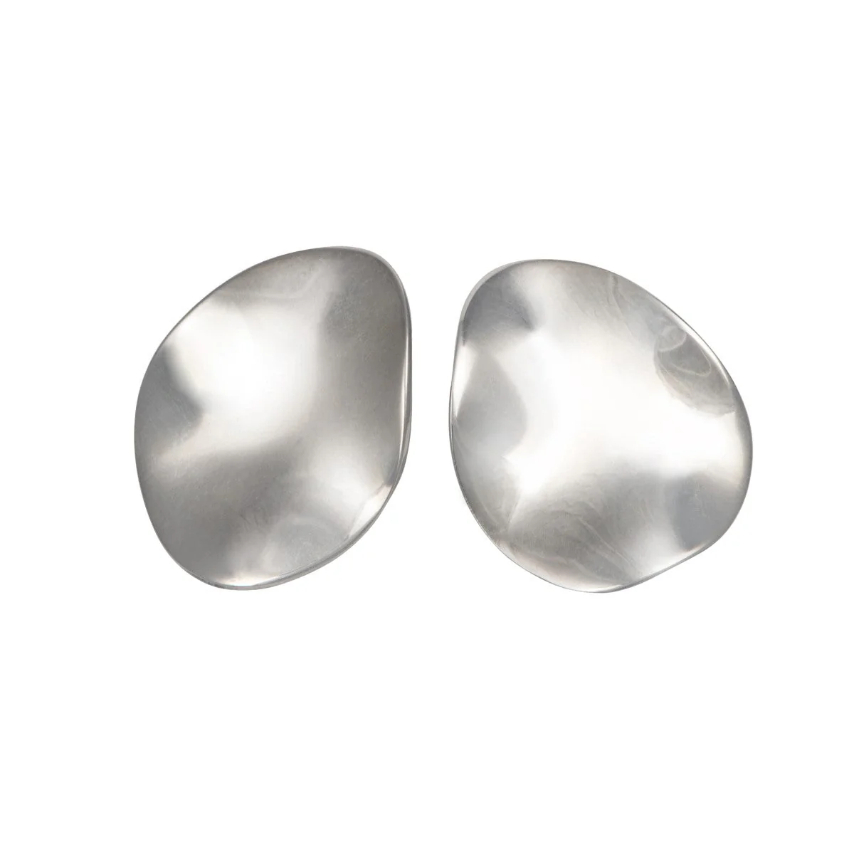 Large Sterling Silver Studs, Organic and Concave in Shape - Image 4