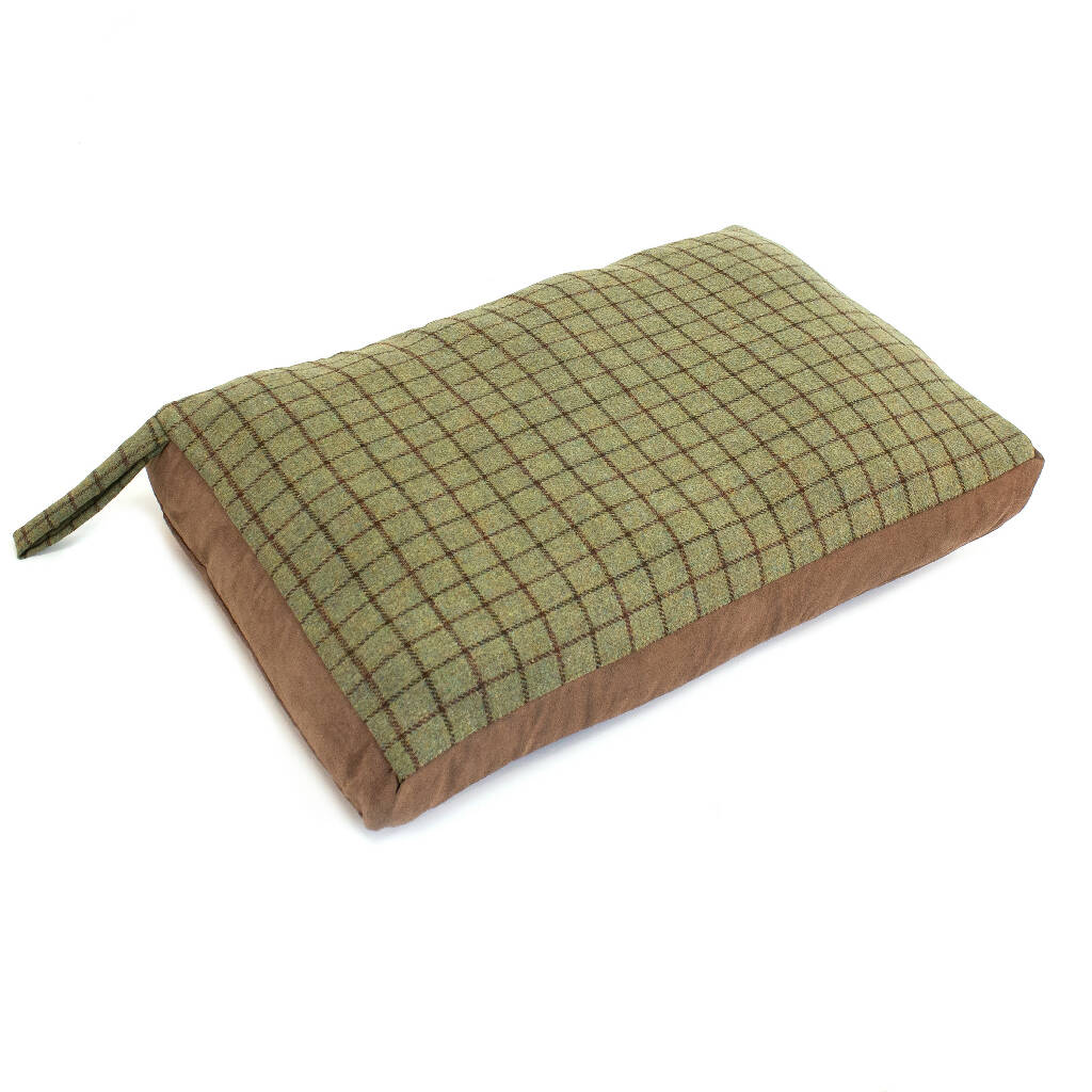 Large Tweed Dog Bed In Olive - Image 7
