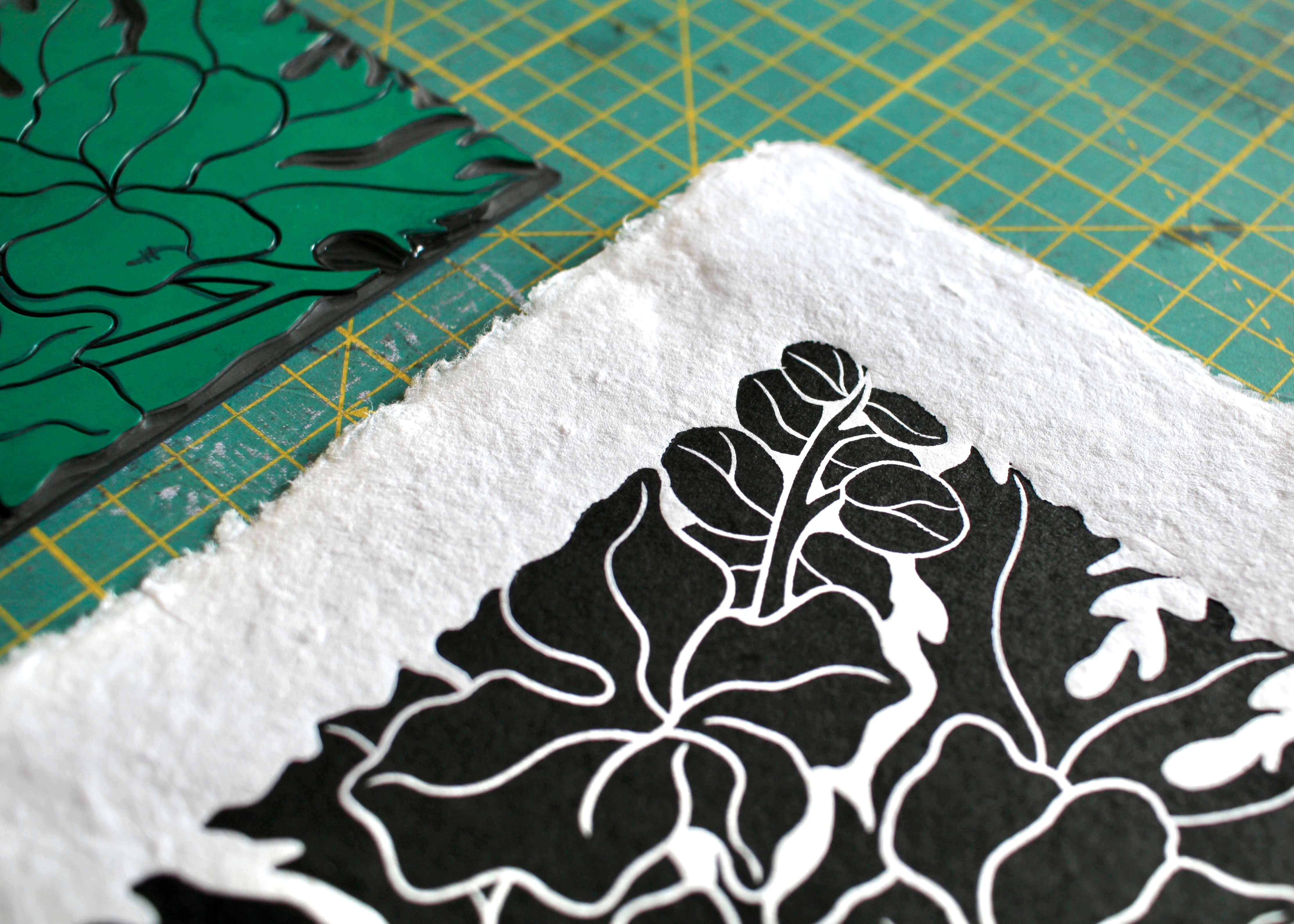 Larkspur Flower Linocut | Handprinted A5 Art Print on Cotton Rag Paper - Image 3