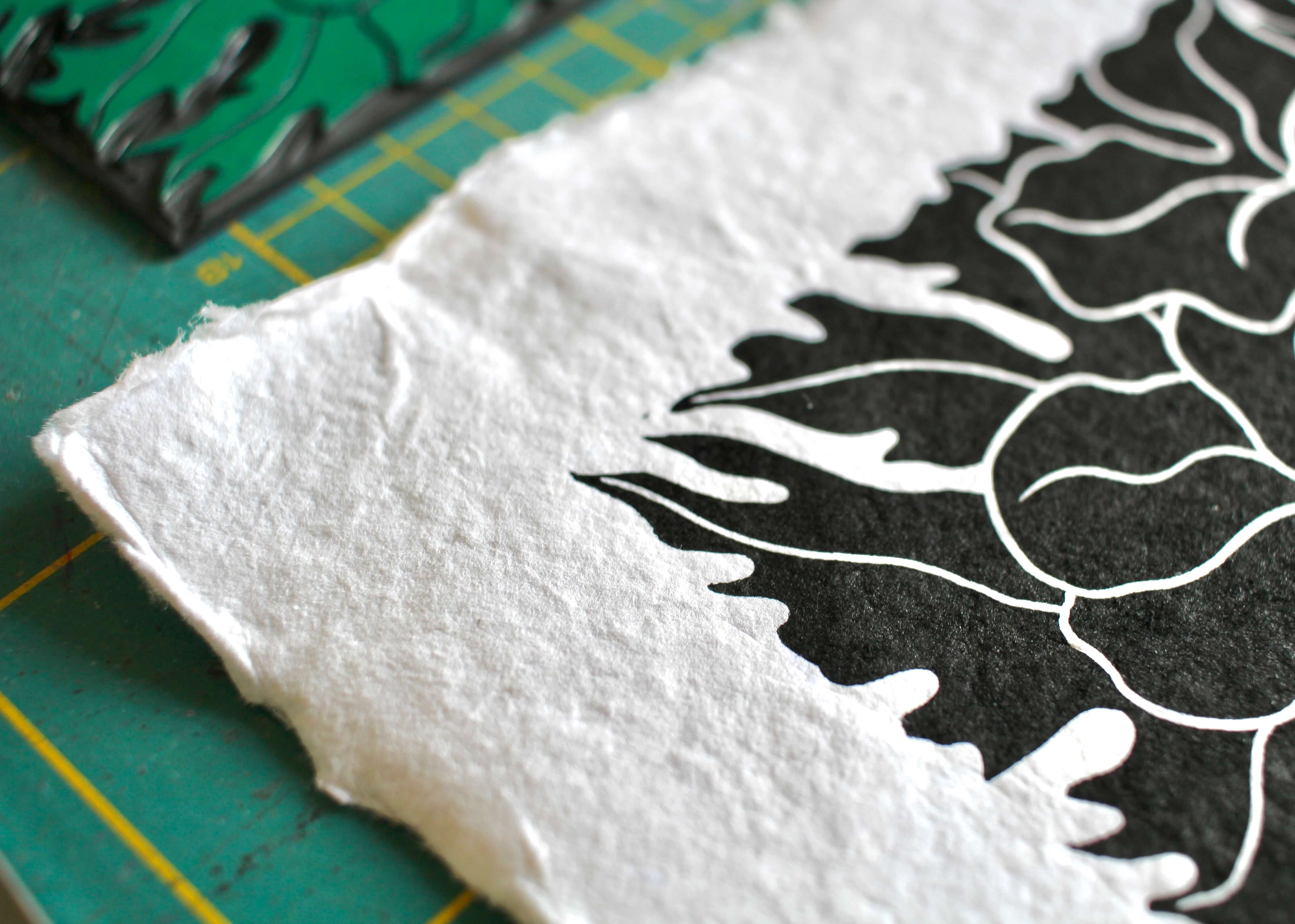 Larkspur Flower Linocut | Handprinted A5 Art Print on Cotton Rag Paper - Image 4
