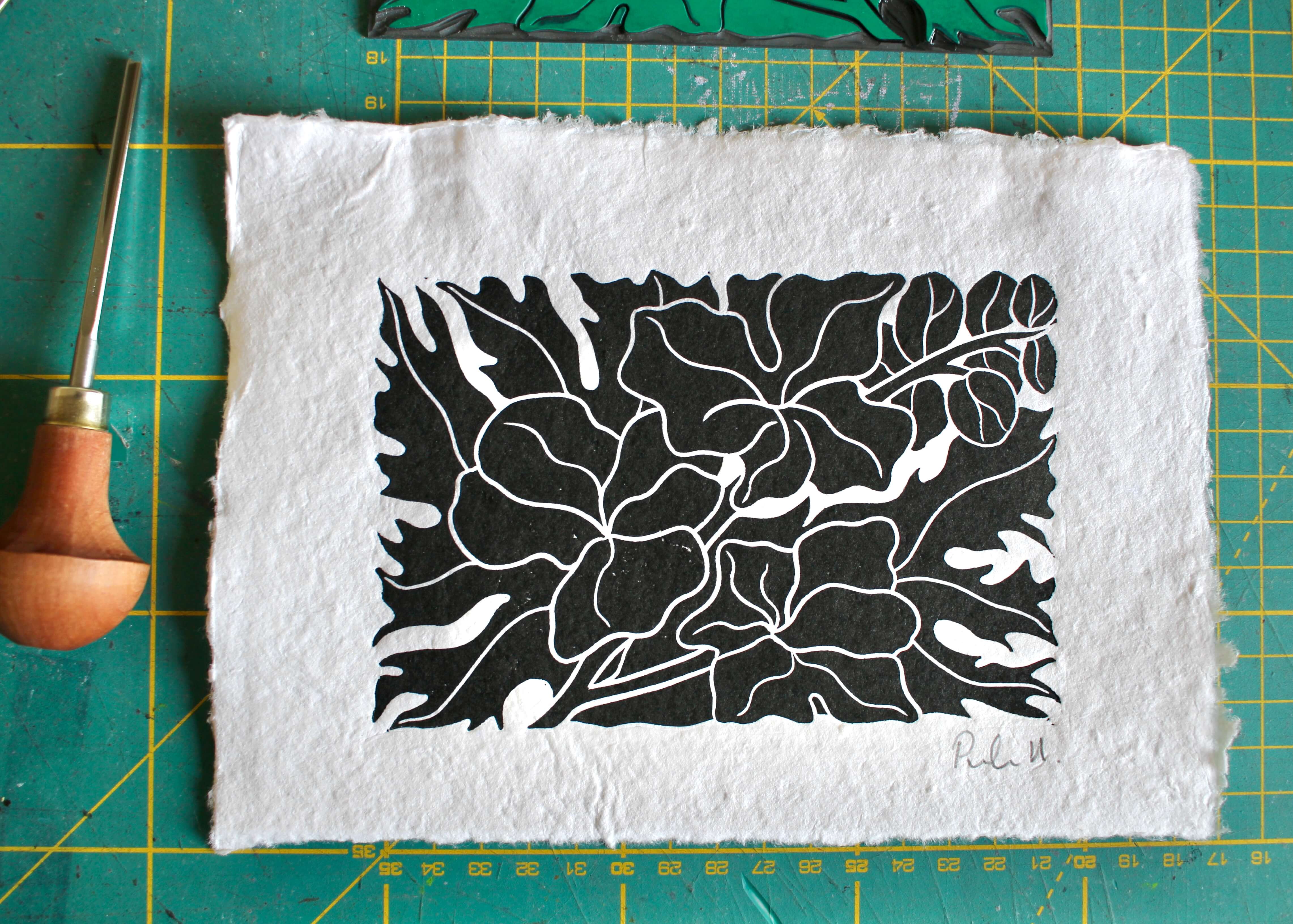 Larkspur Flower Linocut | Handprinted A5 Art Print on Cotton Rag Paper - Image 5
