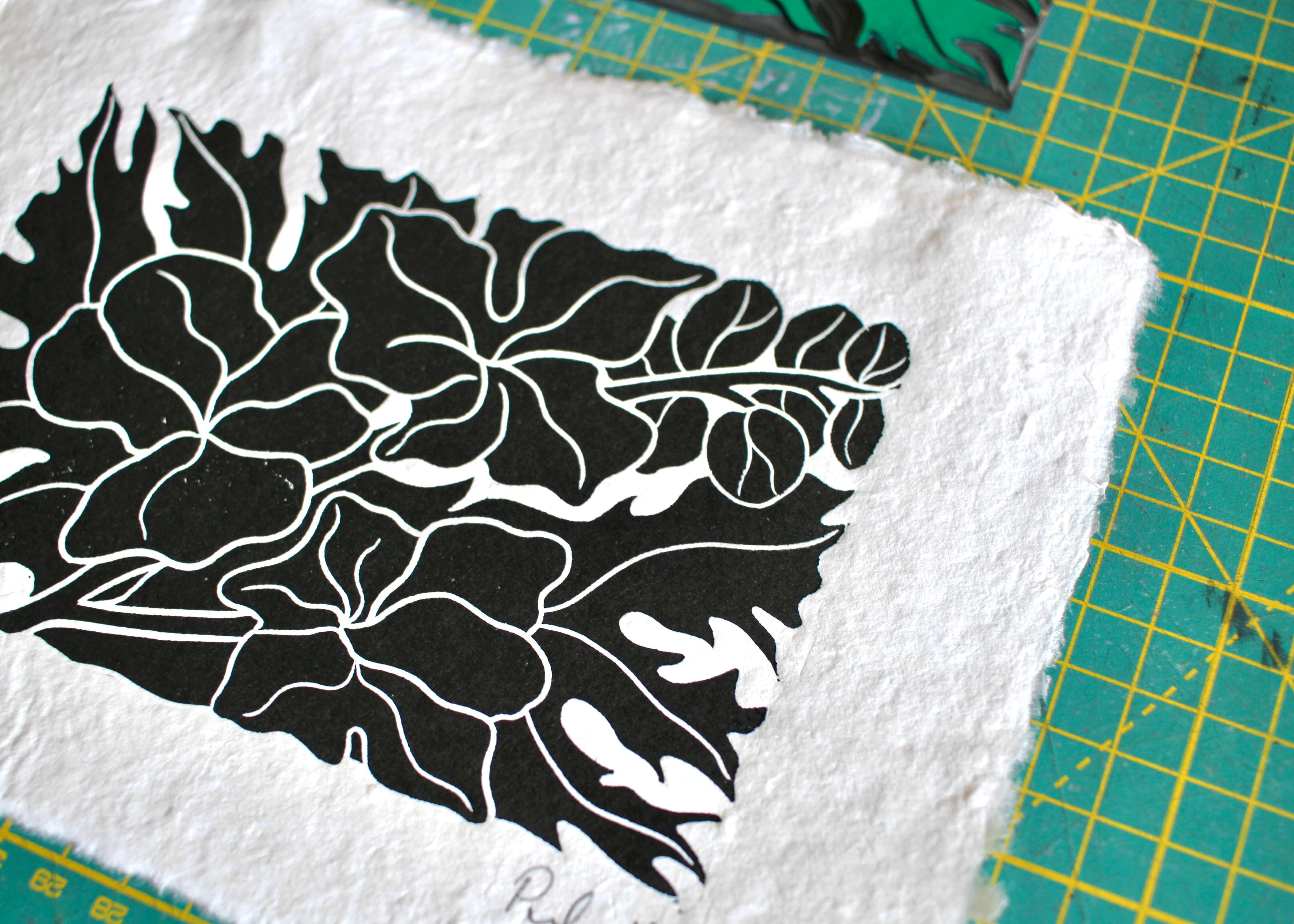 Larkspur Flower Linocut | Handprinted A5 Art Print on Cotton Rag Paper - Image 6