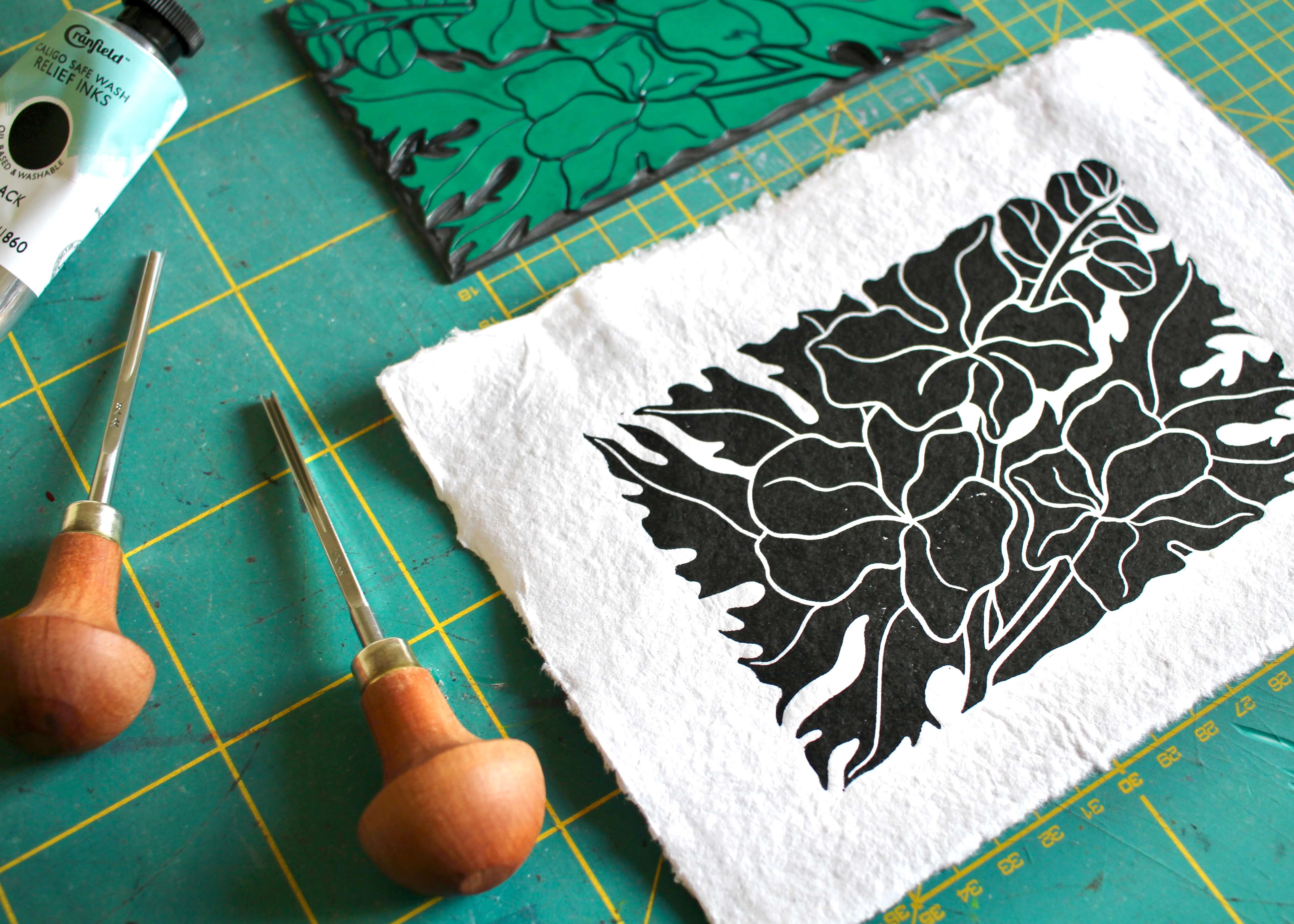 Larkspur Flower Linocut | Handprinted A5 Art Print on Cotton Rag Paper - Image 7