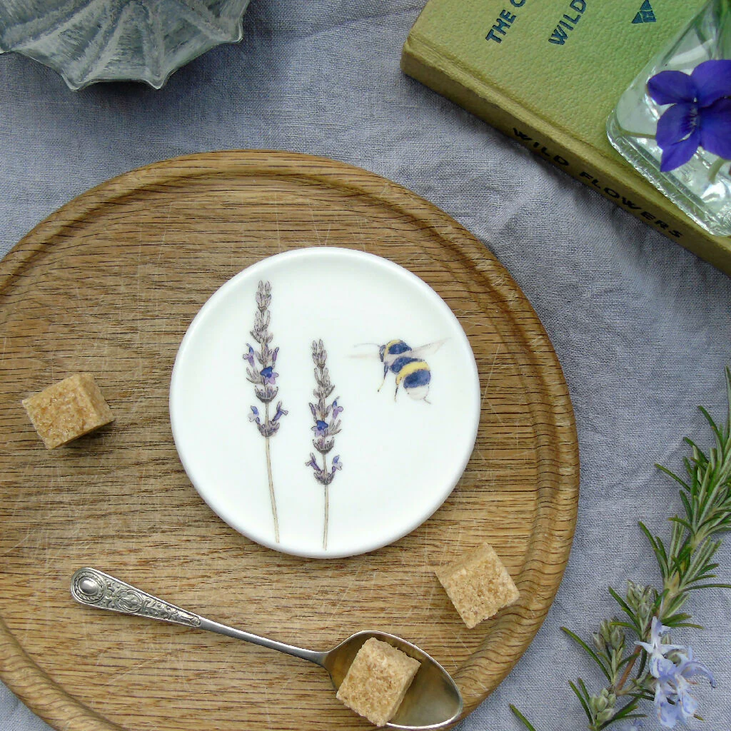 Lavender and Bee Fine Bone China Coaster - Image 4