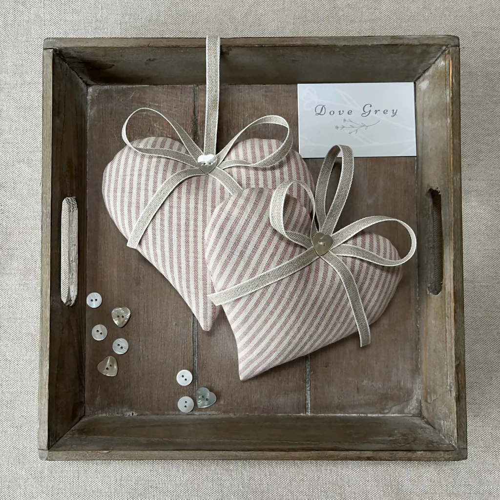 Lavender Heart in Violet Piping Stripe cotton by Susie Watson Designs - Image 2
