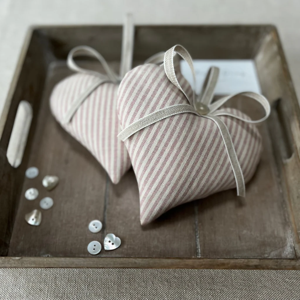 Lavender Heart in Violet Piping Stripe cotton by Susie Watson Designs - Image 3