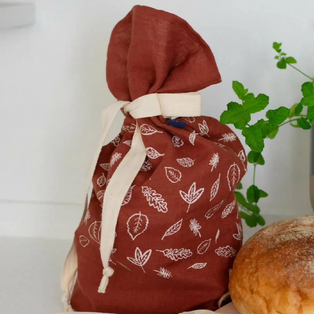 Leaf Bread Bag Hand Printed In Pure Linen - Image 3