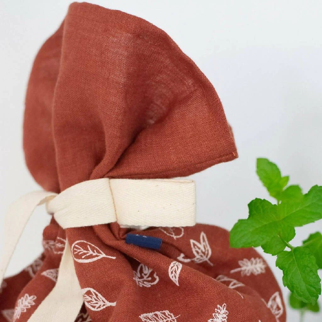 Leaf Bread Bag Hand Printed In Pure Linen - Image 4