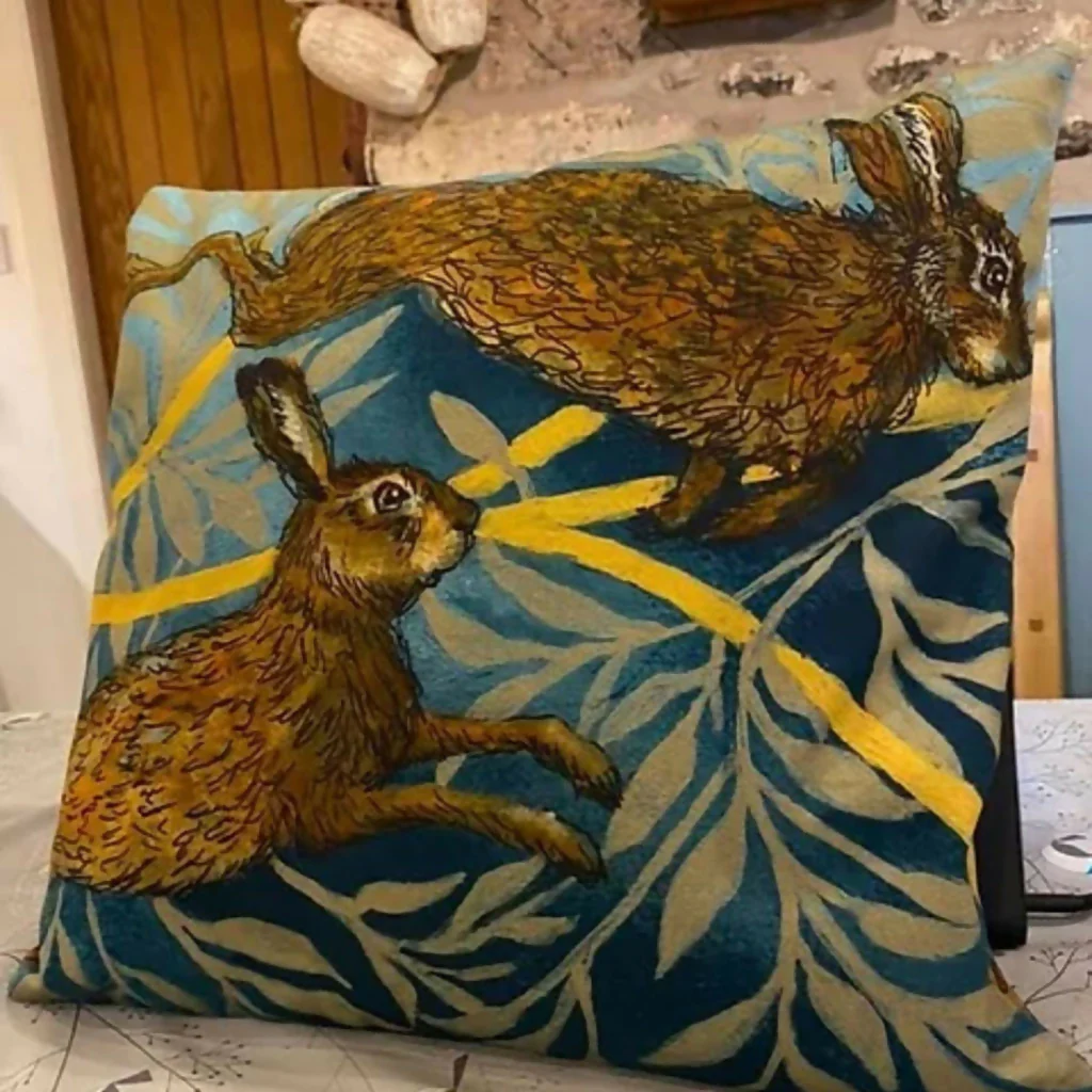 Leaping Hares Cushion Cover - Image 3