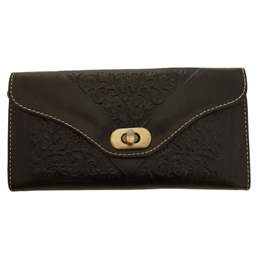 Leather Tri-Fold Purse Black - Image 2