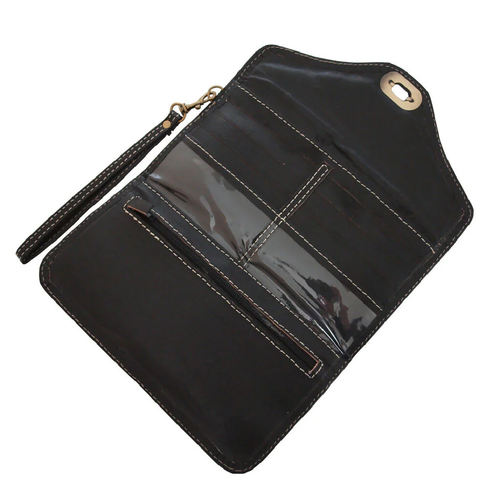 Leather Tri-Fold Purse Black - Image 3