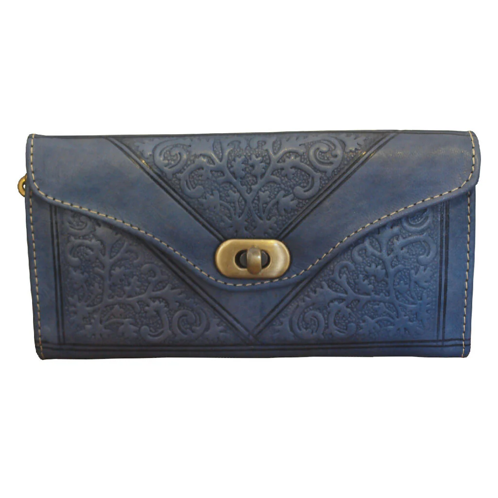 Leather Tri-Fold Purse Blue - Image 2