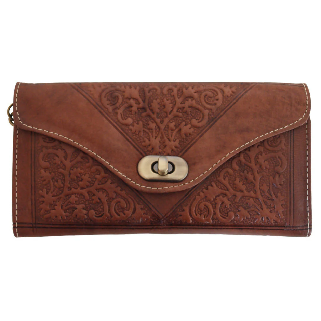 Leather Tri-Fold Purse Dark Brown - Image 2