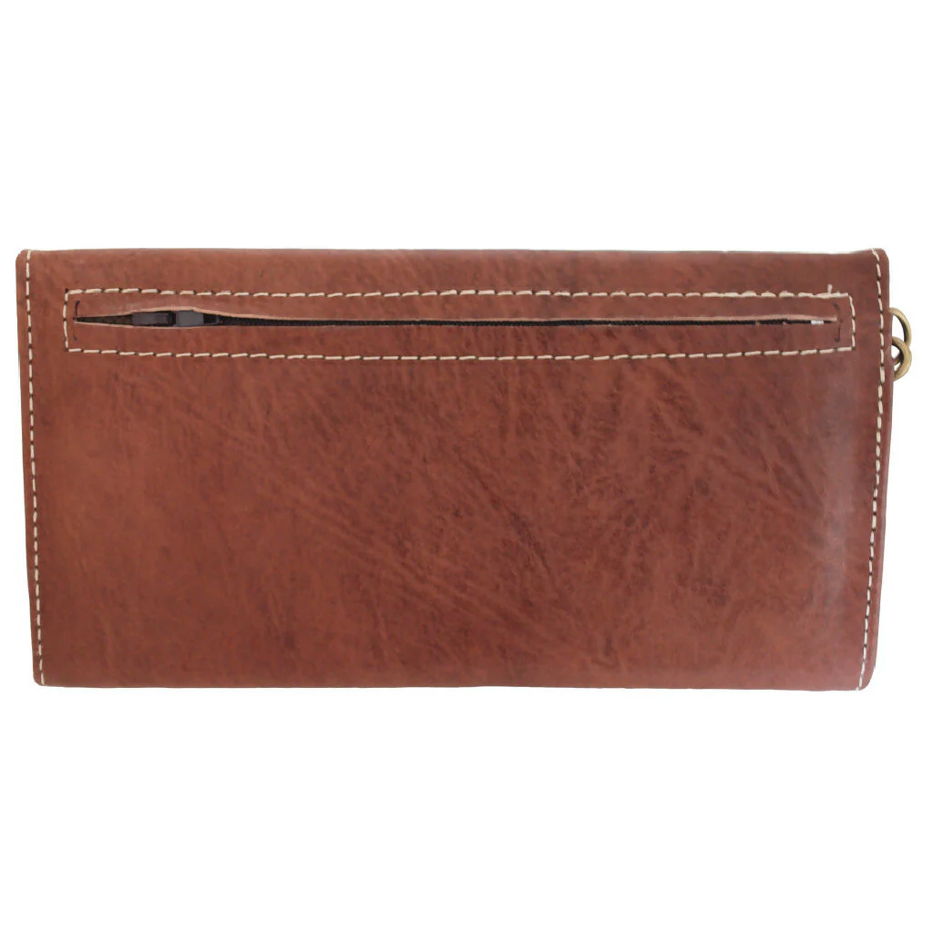 Leather Tri-Fold Purse Dark Brown - Image 4