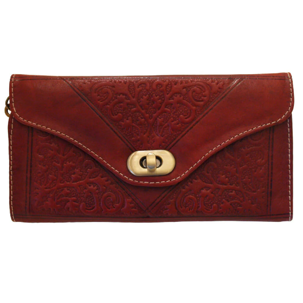 Leather Tri-Fold Purse Dark Red - Image 2