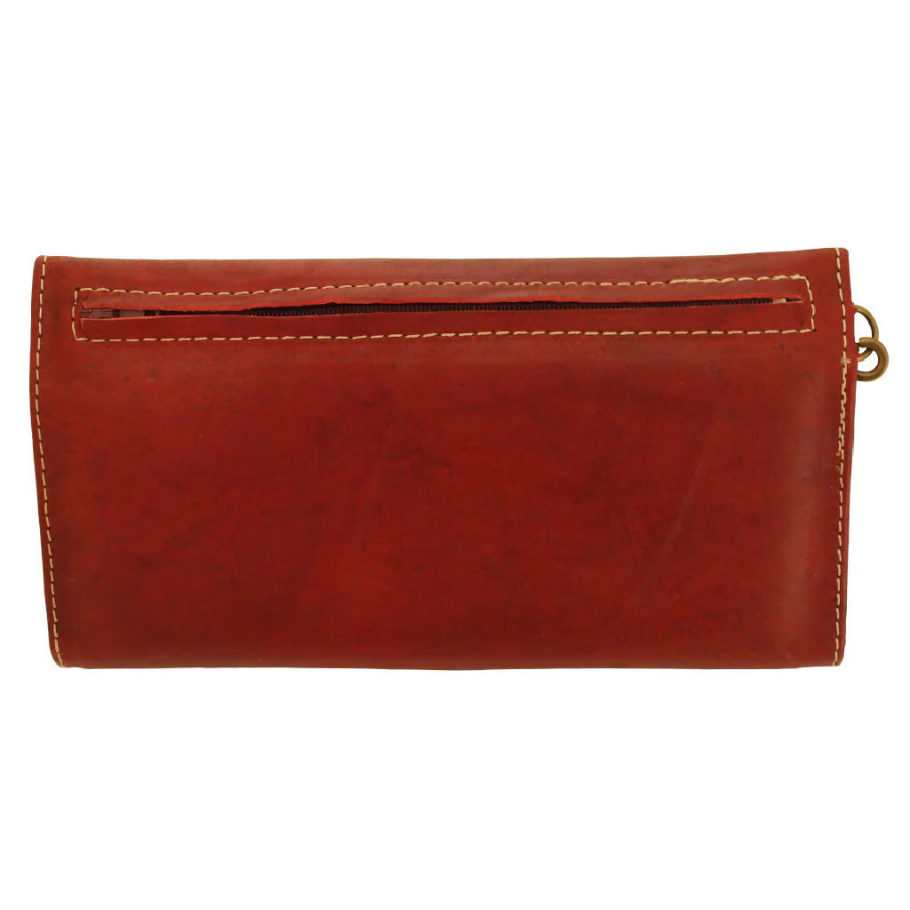Leather Tri-Fold Purse Dark Red - Image 3