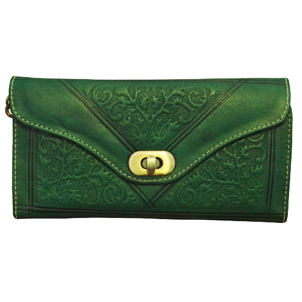 Leather Tri-Fold Purse Green - Image 2