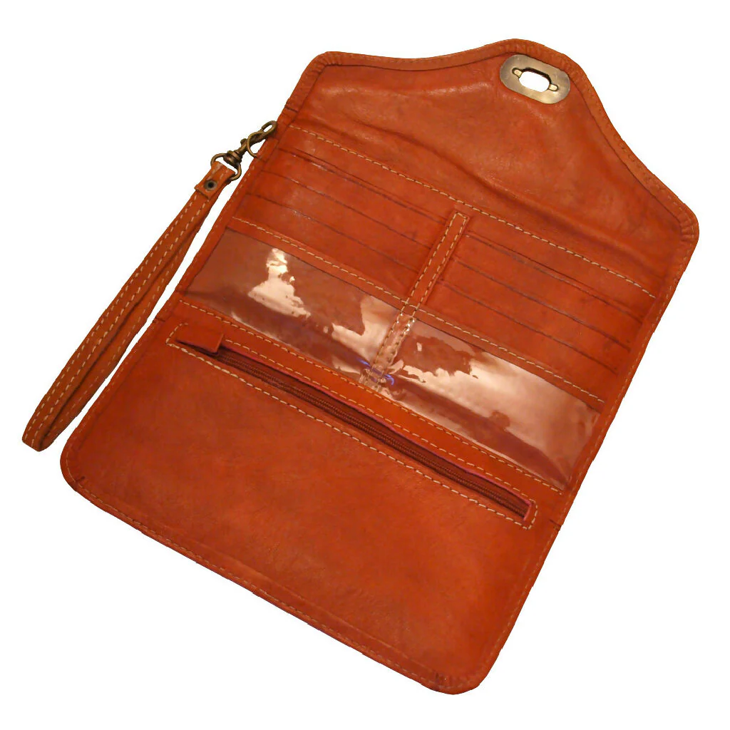 Leather Tri-Fold Purse Light Brown - Image 3