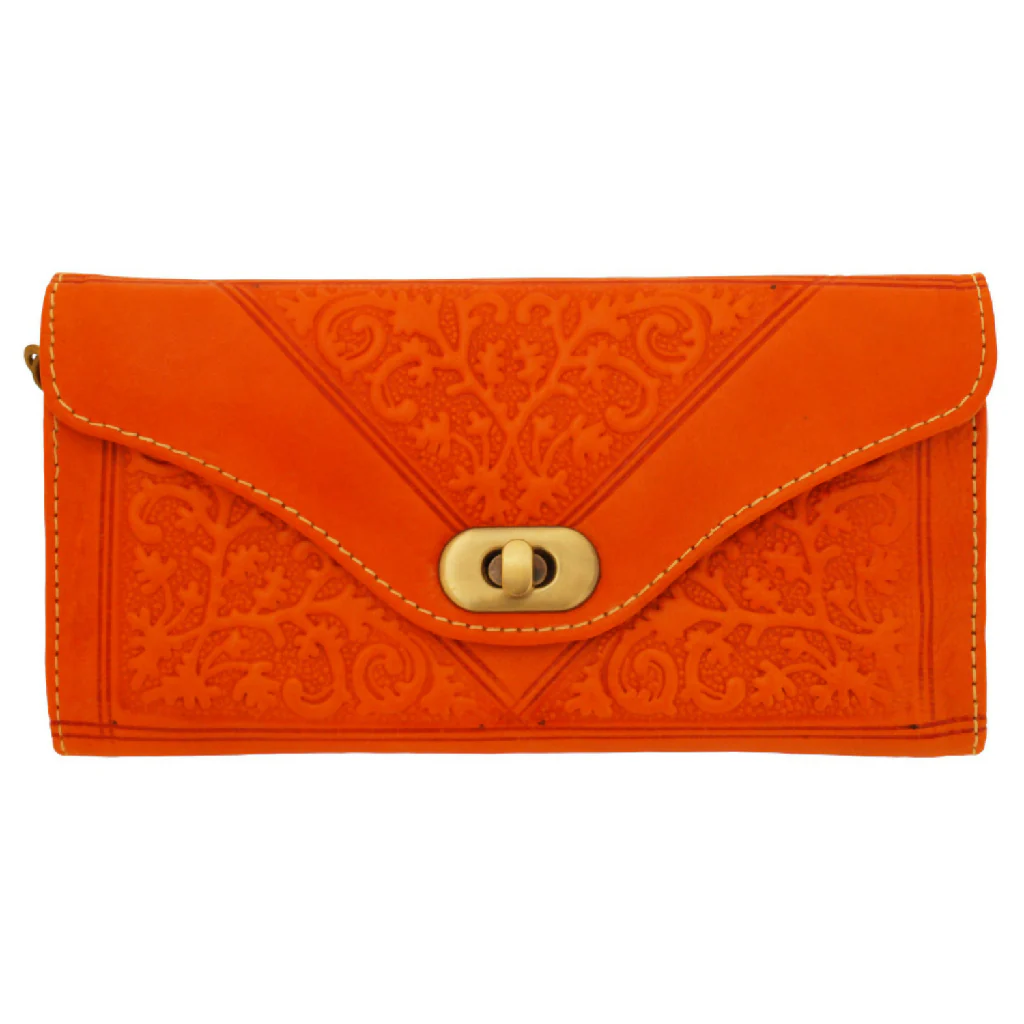 Leather Tri-Fold Purse Orange - Image 2