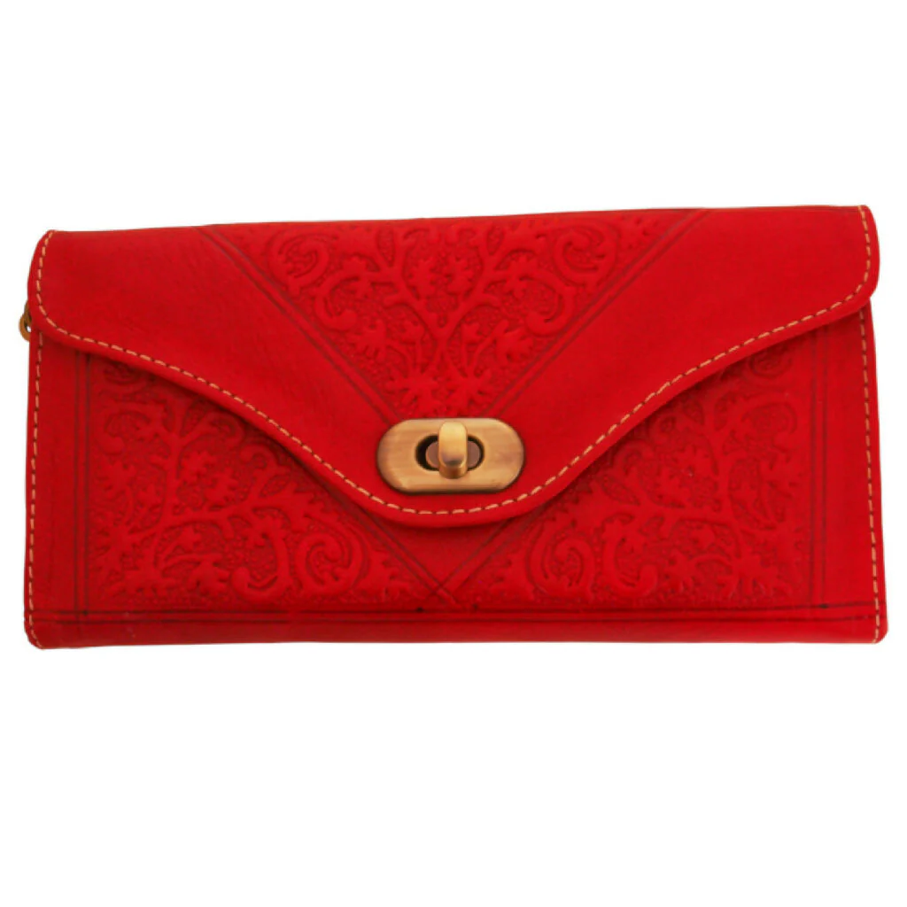 Leather Tri-Fold Purse Red - Image 2