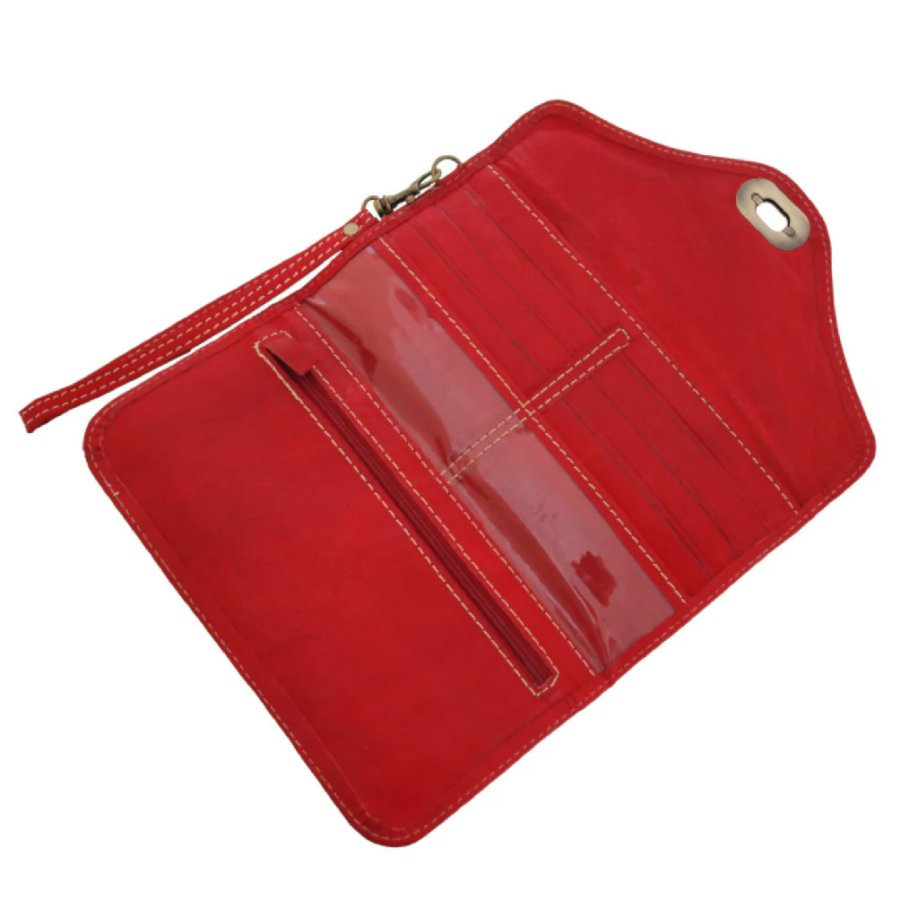 Leather Tri-Fold Purse Red - Image 3