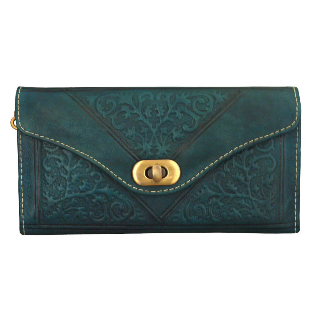 Leather Tri-Fold Purse Teal - Image 2