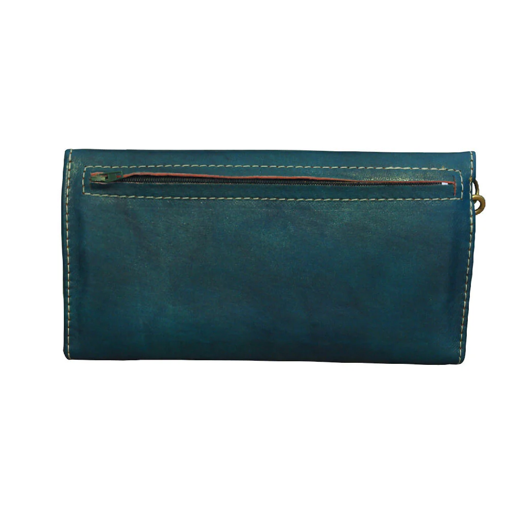 Leather Tri-Fold Purse Teal - Image 3
