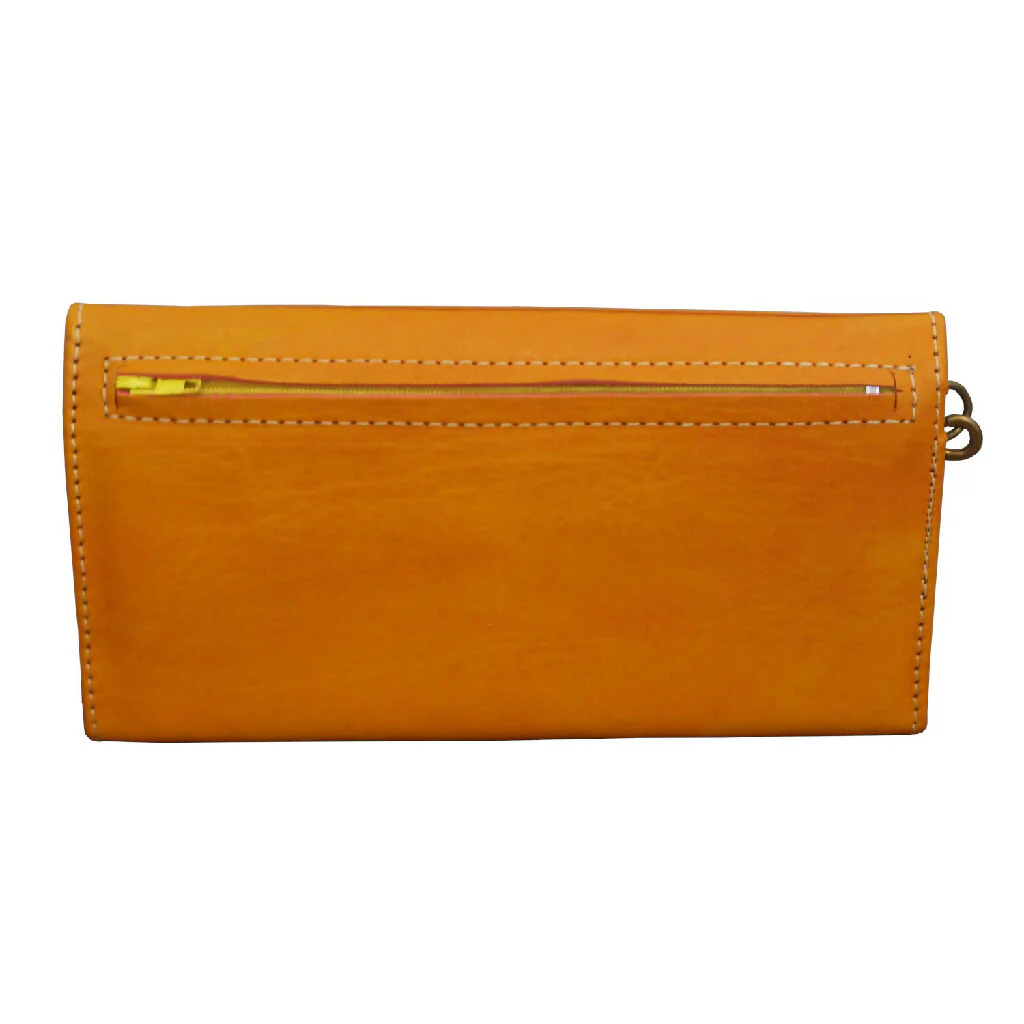 Leather Tri-Fold Purse Yellow - Image 2