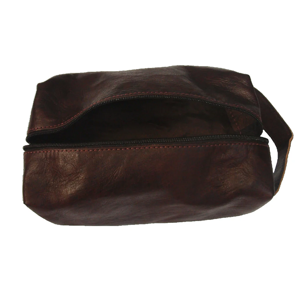 Leather Wash Bag in Brown - Image 2