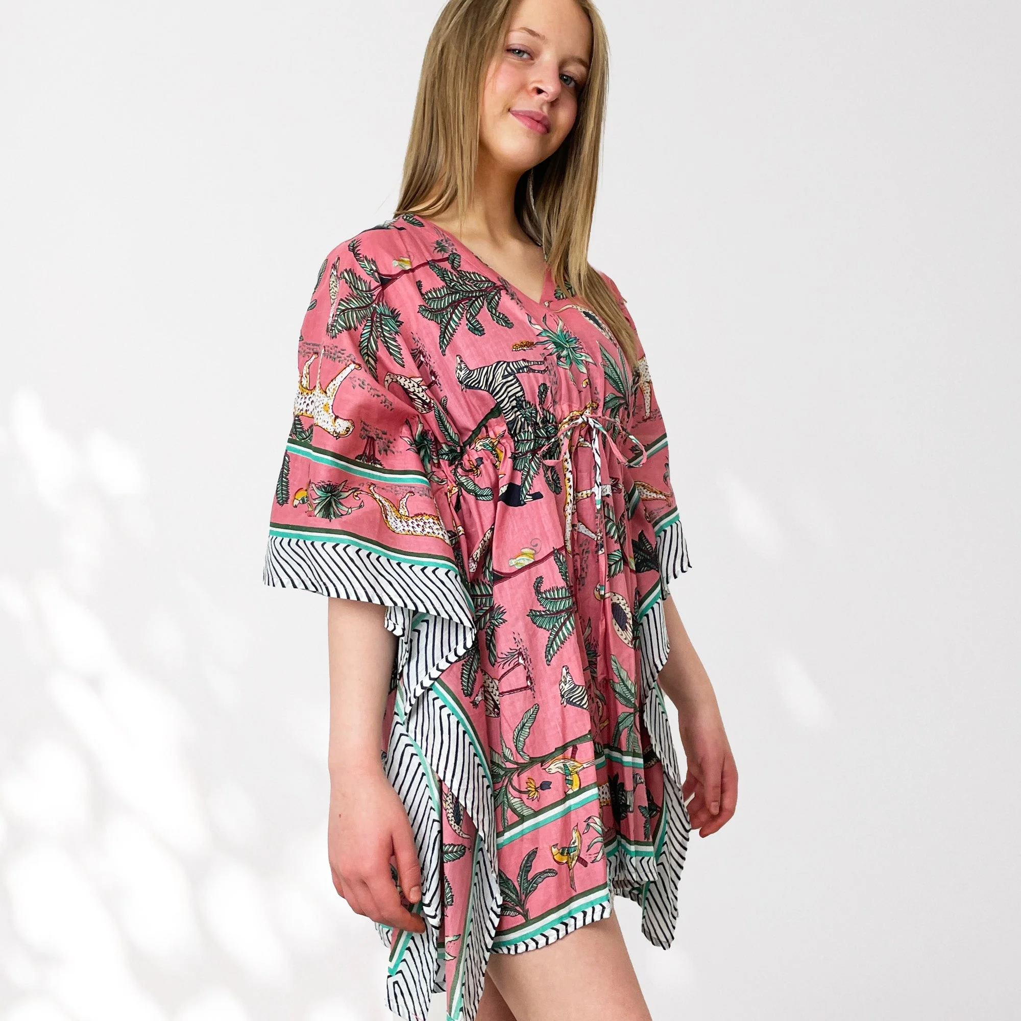 Leopard and Jungle Print 100% Cotton Beach Kaftan - Image 2