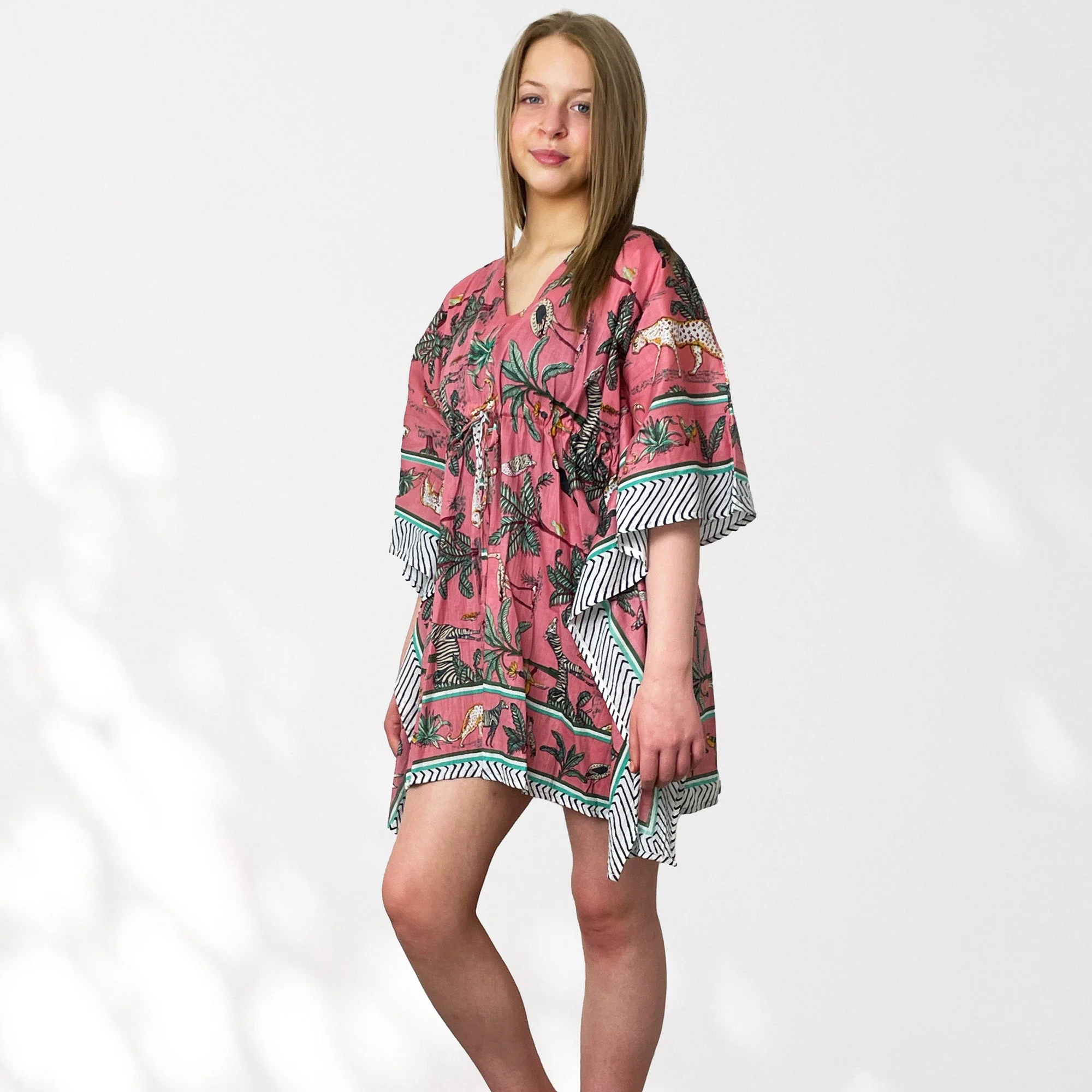 Leopard and Jungle Print 100% Cotton Beach Kaftan - Image 3