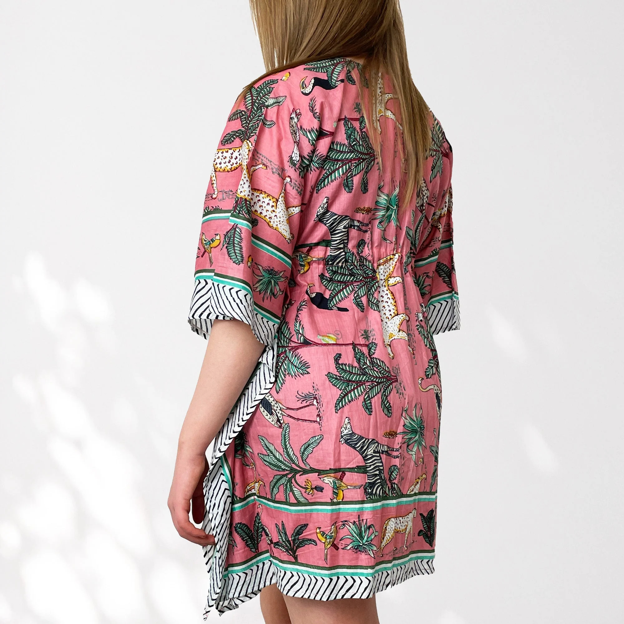 Leopard and Jungle Print 100% Cotton Beach Kaftan - Image 4