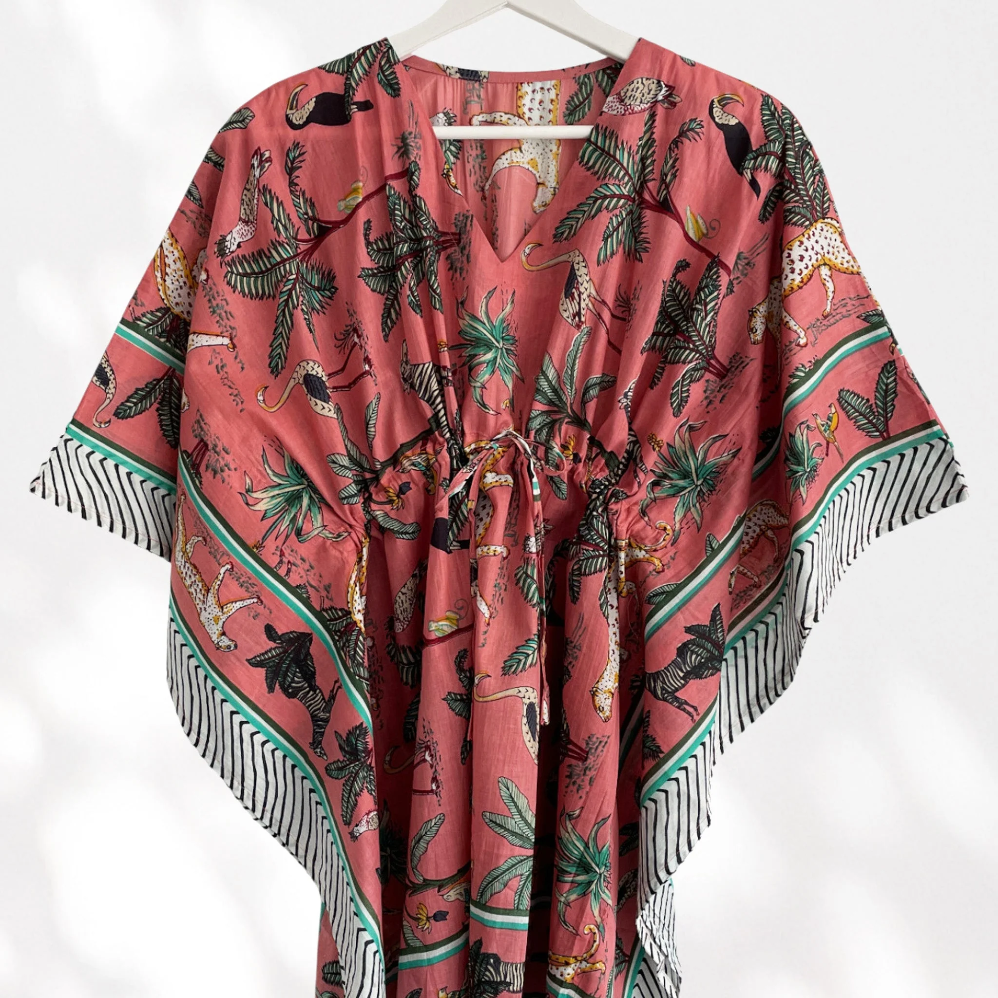 Leopard and Jungle Print 100% Cotton Beach Kaftan - Image 7