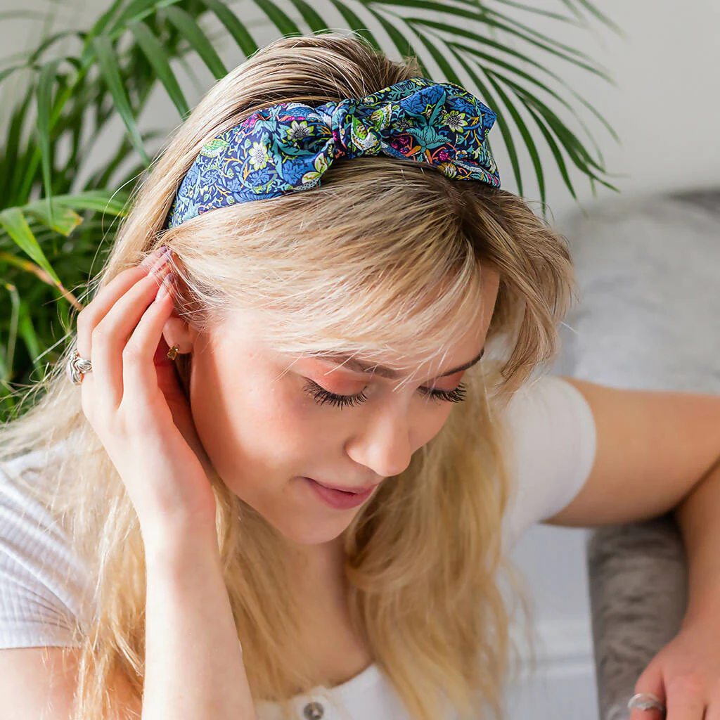 Liberty Side Bow Headband - Strawberry Thief J Print - Image 3