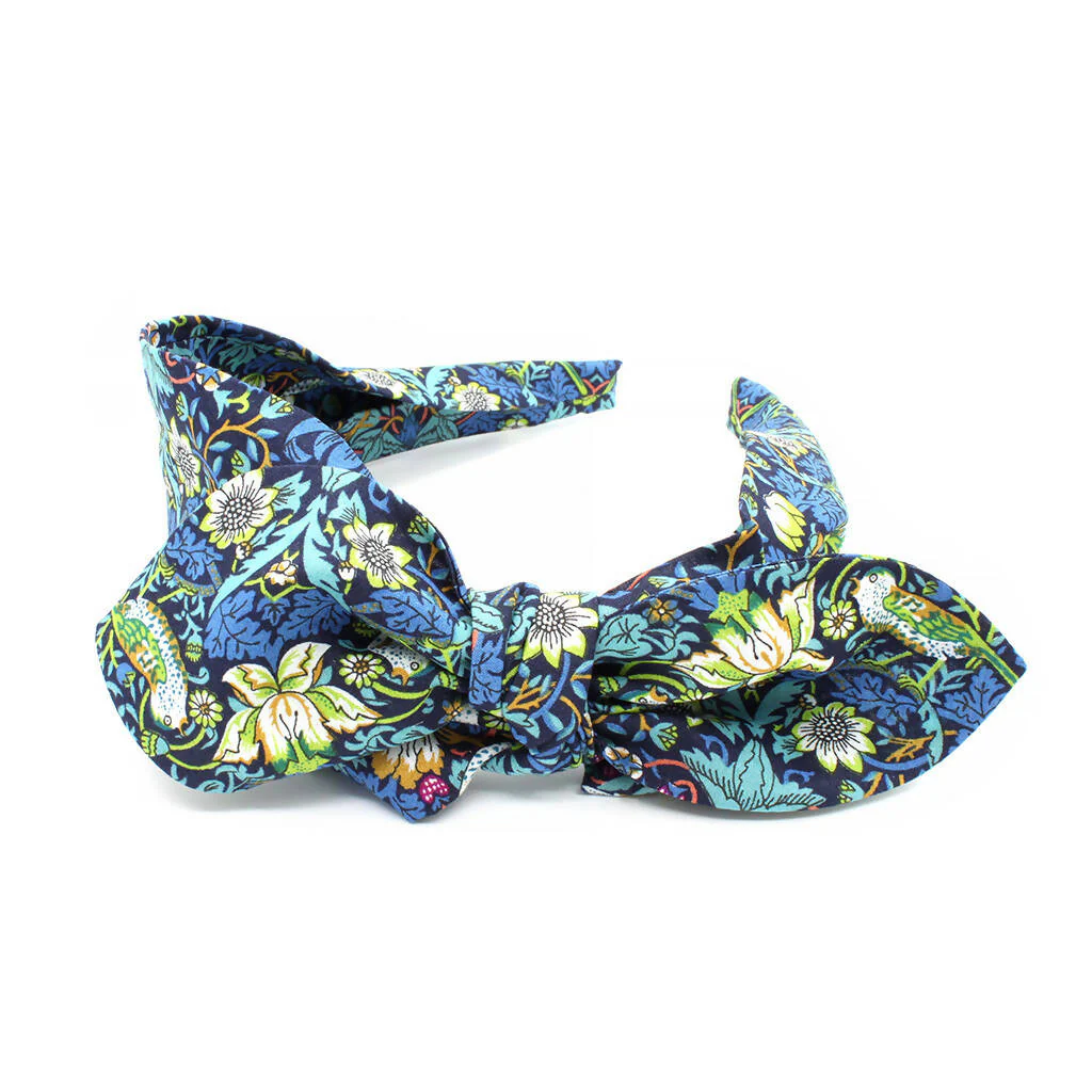 Liberty Side Bow Headband - Strawberry Thief J Print - Image 6