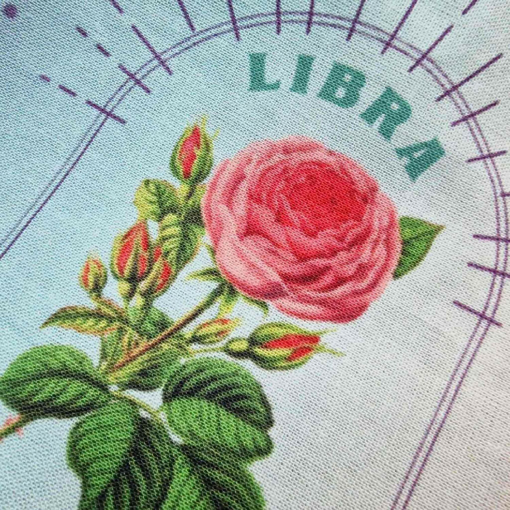 Libra Zodiac Birth Flower Gift Pouch in Green and Purple - Image 4