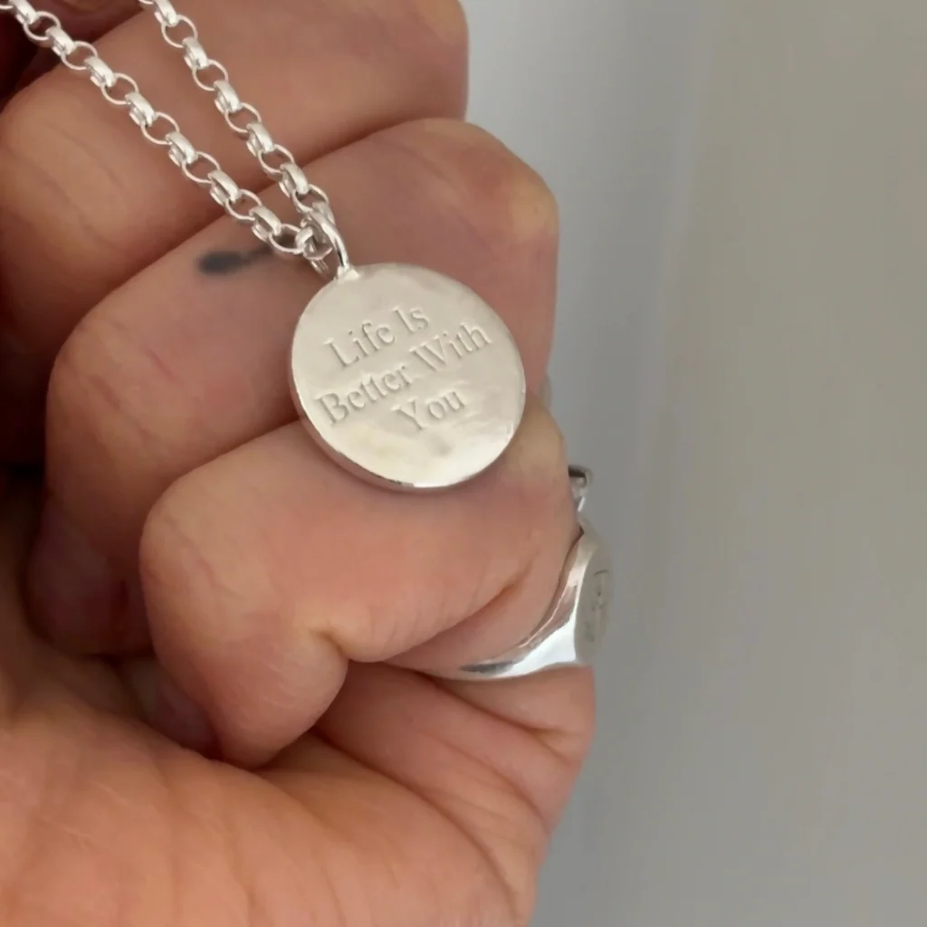 Life Is Better With You Sterling Silver Disc Charm Necklace