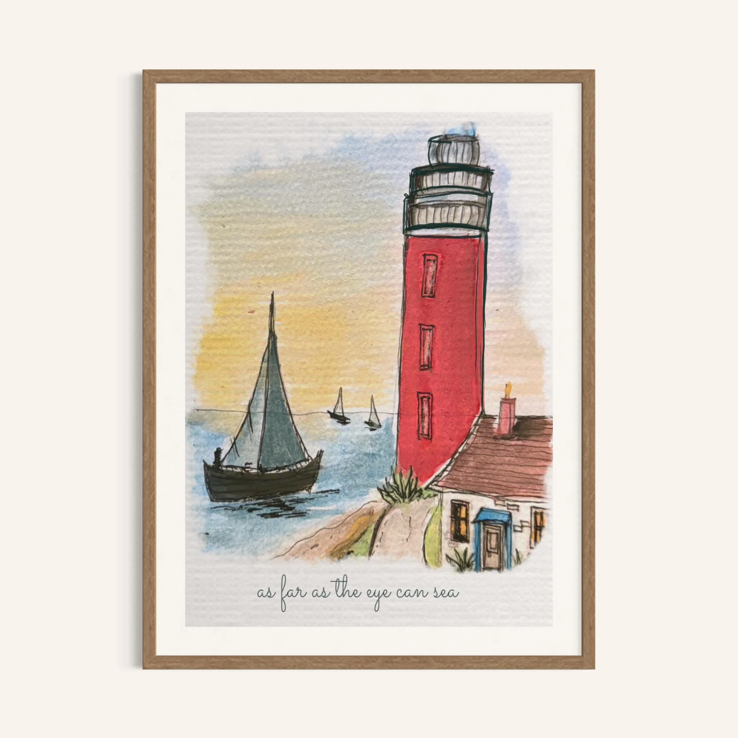 Lighthouse Wall Art Coastal Print Hamptons Nantucket Artwork Seascape Watercolor - Image 3