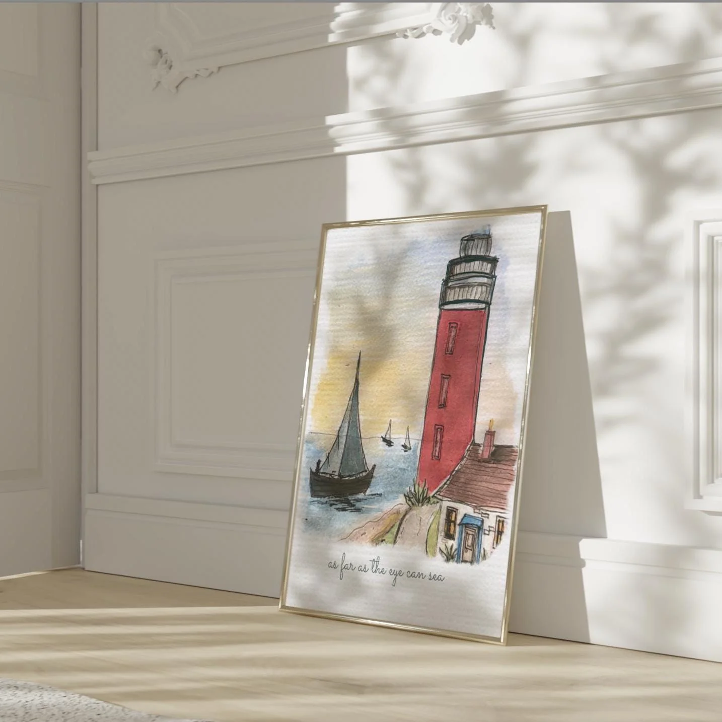 Lighthouse Wall Art Coastal Print Hamptons Nantucket Artwork Seascape Watercolor - Image 4
