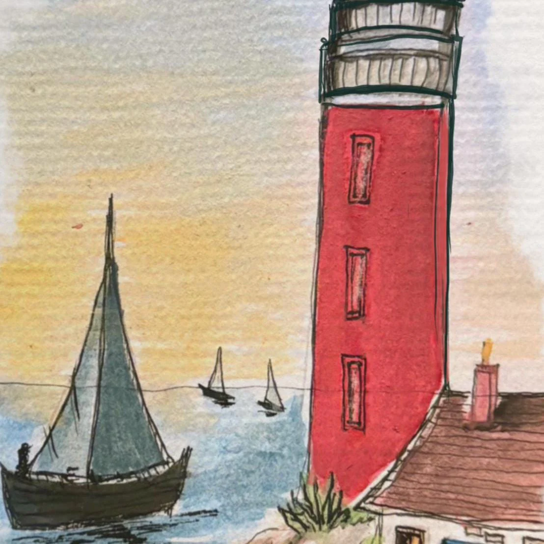 Lighthouse Watercolor Illustration, Nantucket Artwork - Image 4