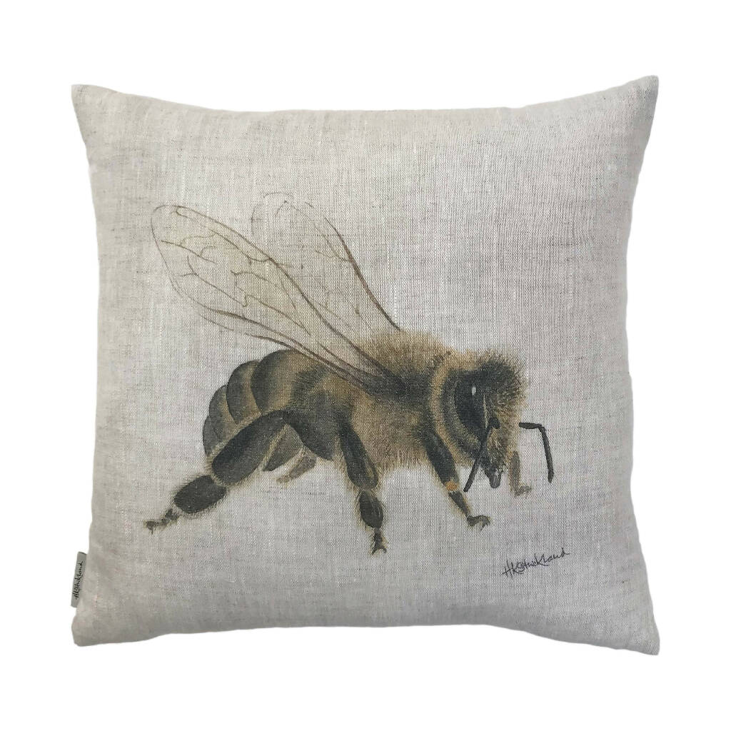 Linen Honey Bee Cushion - Image 2