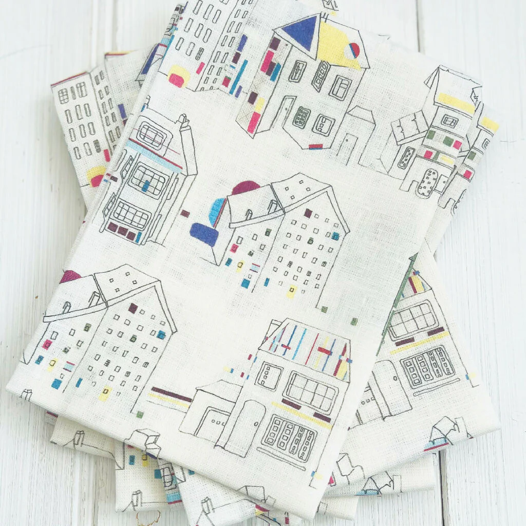 Linen Tea Towel - Houses - Image 2