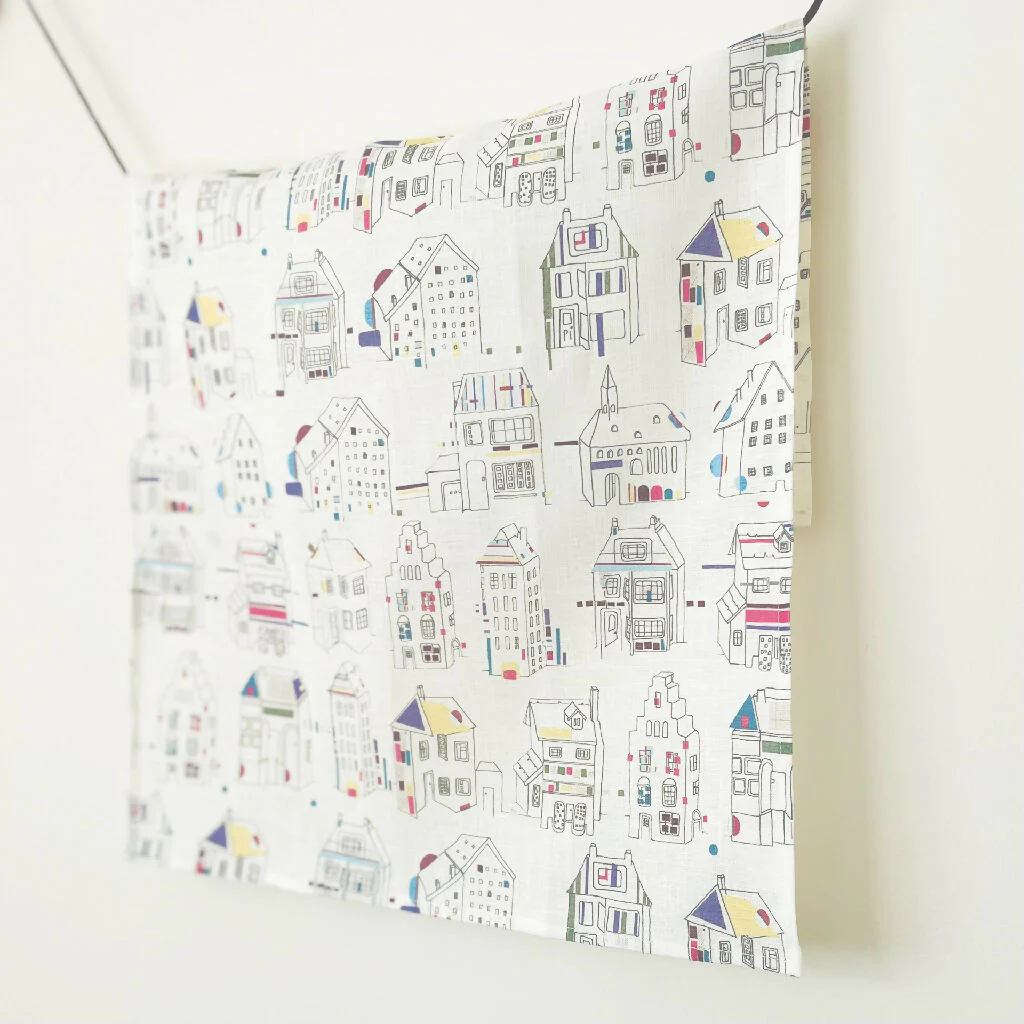 Linen Tea Towel - Houses - Image 3