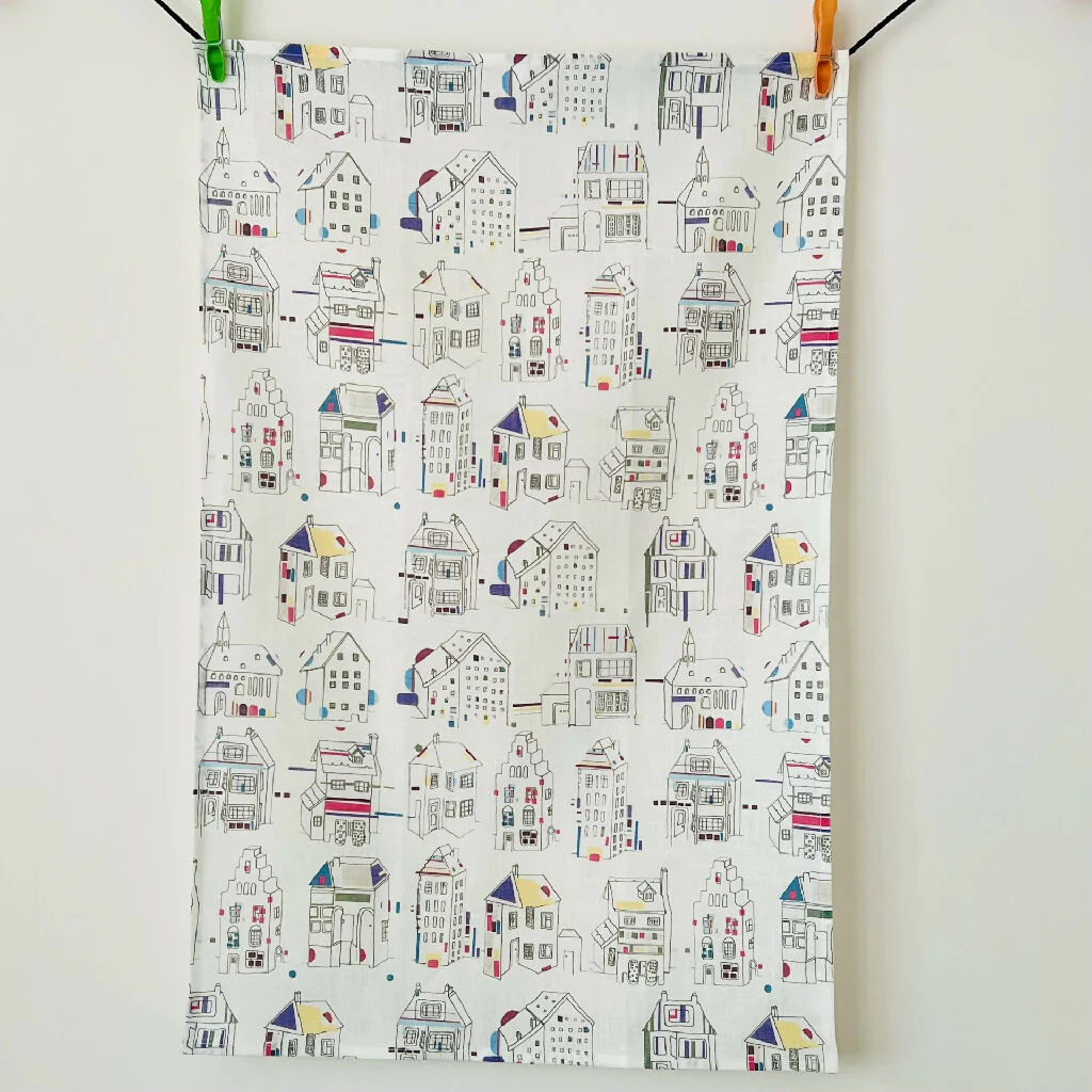Linen Tea Towel - Houses - Image 4