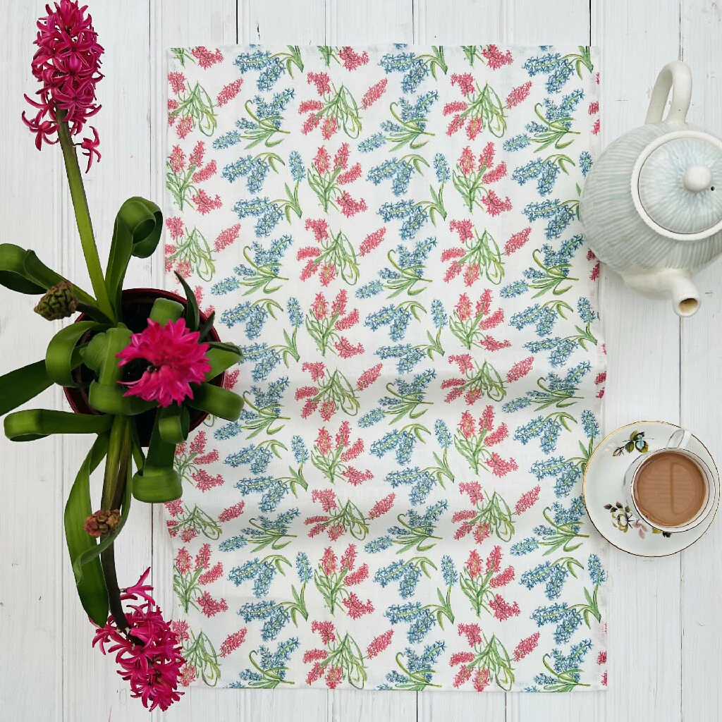 Linen Tea Towel - Hyacinths - Image 2