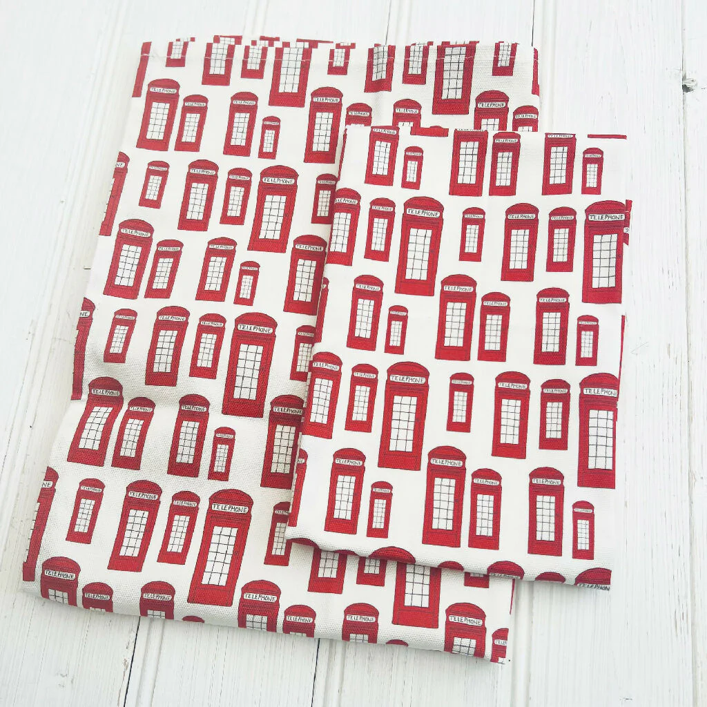 Organic Cotton Tea Towel - London Telephone Box - Image 2