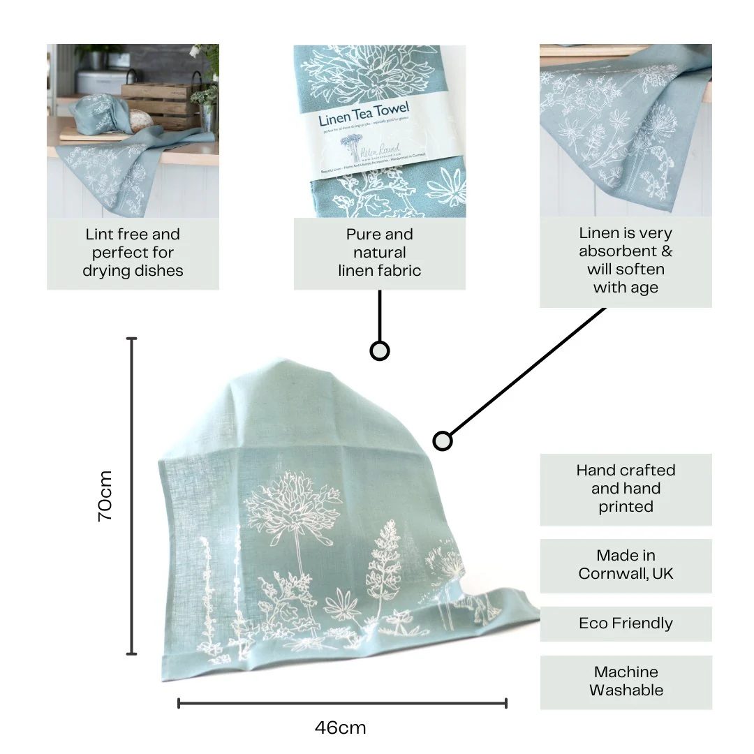 Linen Tea Towel With Garden Design - Image 4