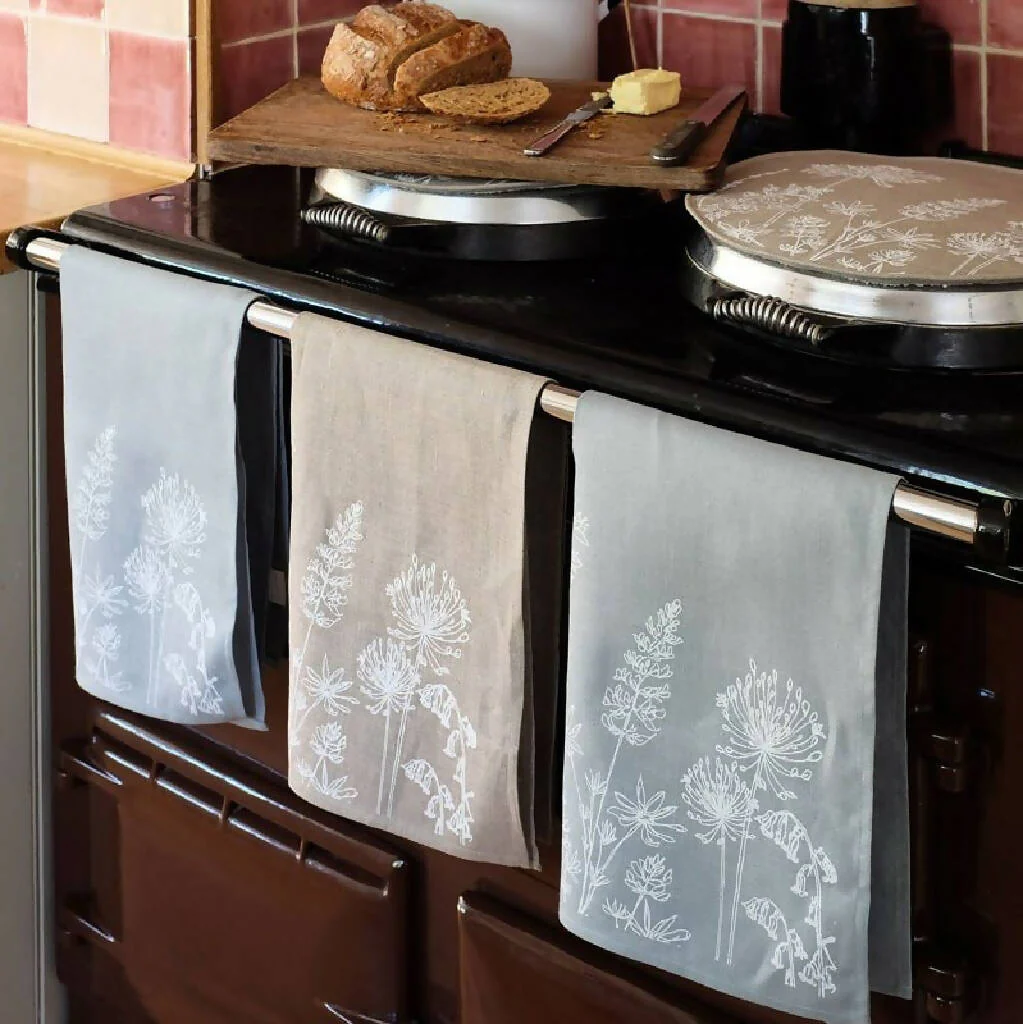 Linen Tea Towel With Garden Design - Image 3