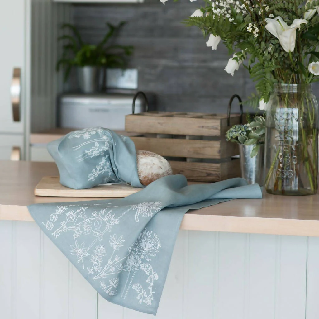 Linen Tea Towel With Garden Design - Image 6